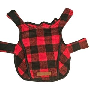 Eddie Bauer Pet Fleece Lined Winter Dog Coat Red/Black Buffalo Plaid. NWOT